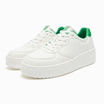 UNICORN Women's low sneakers lace-up shoes white green sizes 35 to 42