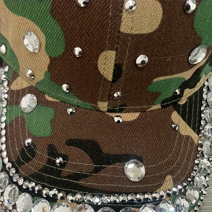 UNICORN Women Camo Rhinestone Baseball Cap Grey Green Brown Green