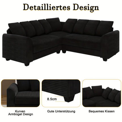 UNICORN Modern L-Shaped Corner Sectional Sofa Black Gray Brown