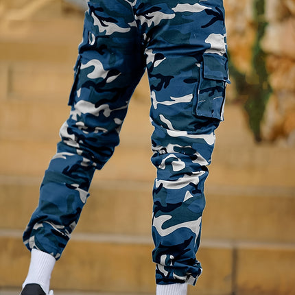UNICORN Men Multi-Pocket Camouflage Jogger Pants Blue Green s m l xl xxl