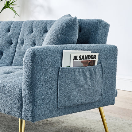 UNICORN Modern Teddy Boucle Two-Seater Sofa, 3-Stage Adjustable Backrest Blue