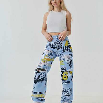UNICORN Women Straight Leg Full-Length Pants Blue xs s m l