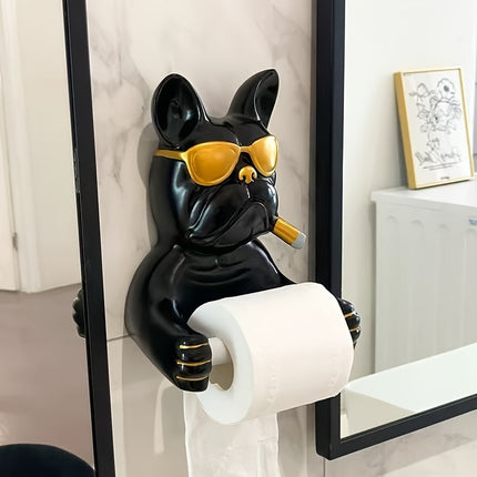 UNICORN 1pc French Bulldog Wall-Mounted Tissue Holder Black