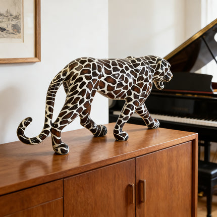 UNICORN Nordic Creative Resin Leopard Figurine Home Living Room Black White
