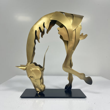 UNICORN Handcrafted Metal Horse Statue, Unique Decorative Piece for Desk Gold Silver