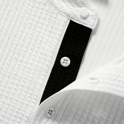 UNICORN Men's Shirt Long Sleeve Placket Stripe Design, Textured Fabric Stretch s m l xl xxl