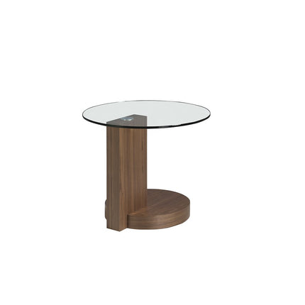 UNICORN Side table walnut wood with glass 60x60x48 cm