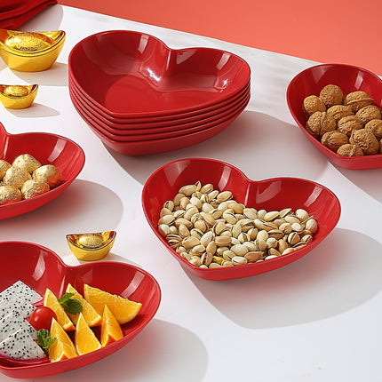 UNICORN 5pcs and 3 pcs Party Red Romantic Heart Plates, Mini Plastic