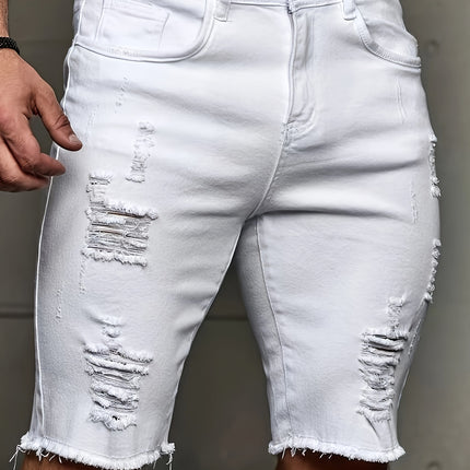 UNICORN Men White Distressed Washed Denim Shorts s m l xl xxl