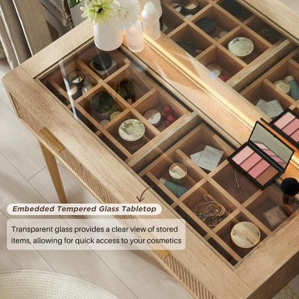 UNICORN Makeup Vanity Desk with 91.44cm HD Mirror, 121.92cm Desk Brown Gray