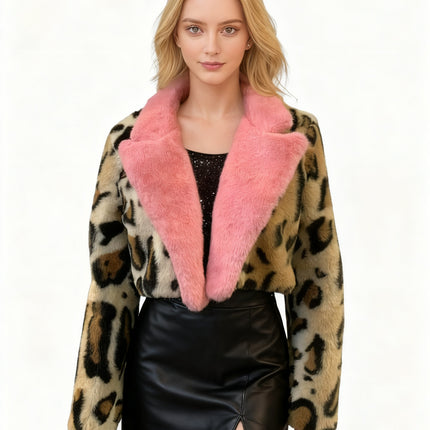 UNICORN Faux Coat Fashion Personality Temperament Women Faux Leopard Coat xs s m l xl