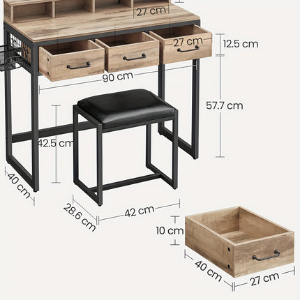UNICORN Modern Vanity Dressing Table with Padded Stool Black
