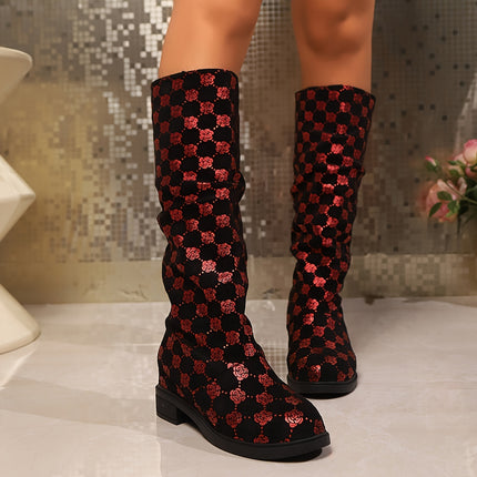UNICORN Women's European Special Edition Rose Series Slip Thick Platform Boots