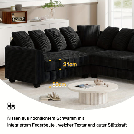 UNICORN Modern L-Shaped Corner Sectional Sofa Black Gray Brown