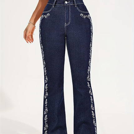UNICORN Black Embroidered Women Denim Long Pants xs s m l xl