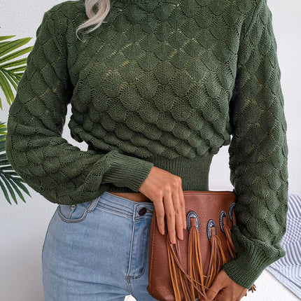 UNICORN Women's Casual Streetwear Rhombus Cut-Out Sweater Cropped Long s m l