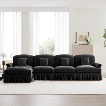 UNICORN L-Shaped 4-Seater Sofa Comfortable Seating for Living Room Black