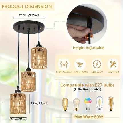 UNICORN Rustic Bohemian Style Pendant Light Brown Black