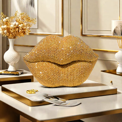 UNICORN Sexy Lips Bead Sculpture Decoration Piece gold