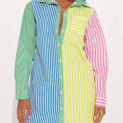 UNICORN Women Patchwork Print Striped Shirt xs s m l xl