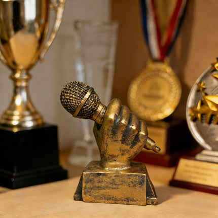 UNICORN Microphone Trophy Resin Statue Desktop Decor for Music Lovers