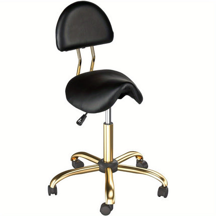 UNICORN Heavy-Duty Ergonomic Saddle Stool with Removable Backrest Black Golden