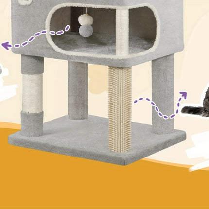 UNICORN 178cm Cat Tree for Indoor Cats, Multi-layer Scratching Post Light Grey/Dark Grey
