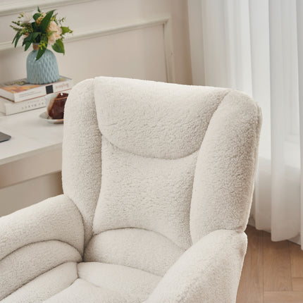 UNICORN Teddy Fabric Height Adjustable Swivel Chair for Home Office Indoors White