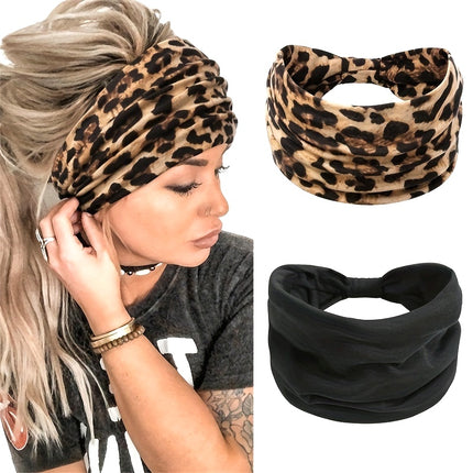 UNICORN 2 Blend Headbands in Bohemian Style Ideal for Sports with Leopard Print