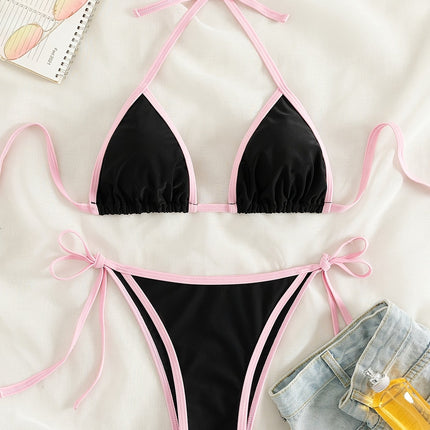 UNICORN Tie Side 2 Piece Bikini Swimsuit, Triangle Halter Tie Back Neck s m l