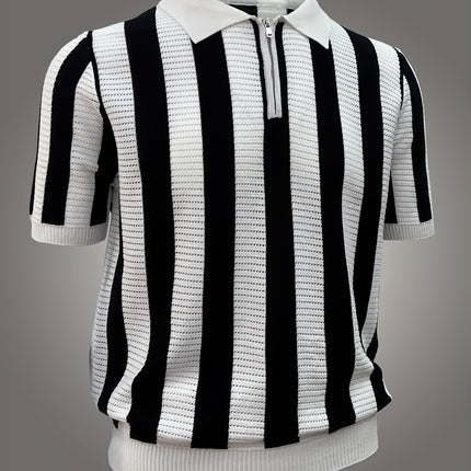 UNICORN Color-Blocked Hollowed-Out Striped Knit Polo Shirt for Men xs s m l xl xxl