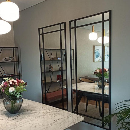 Grote Staande Spiegel Ruiten 180x80 Zwart