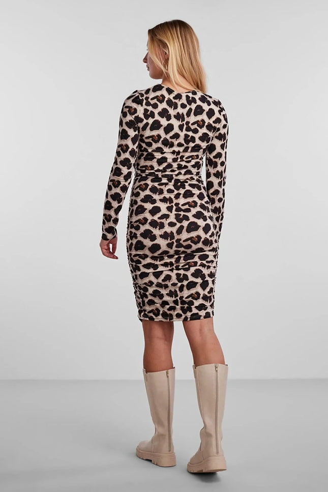 UNICORN Women's long-sleeved dress black animal print xs s m l xl