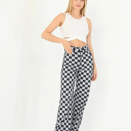 UNICORN Women's trousers checked block black grey xs s m l xl
