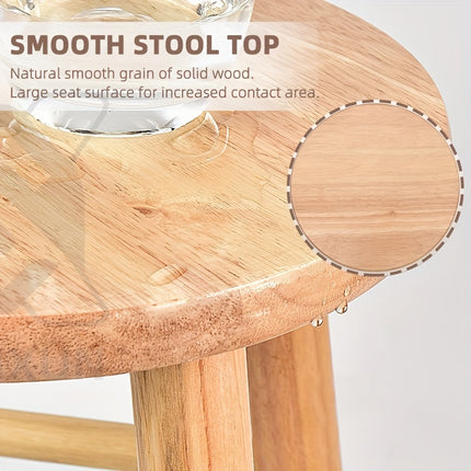UNICORN Oak Round Stools, Solid Wood Bar Stools, Pub Chairs