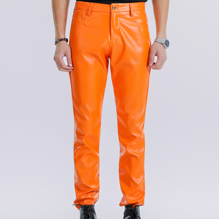 UNICORN Men's Stretch PU Leather Pants Stretchable Slim Fit Formal & Casual Pants