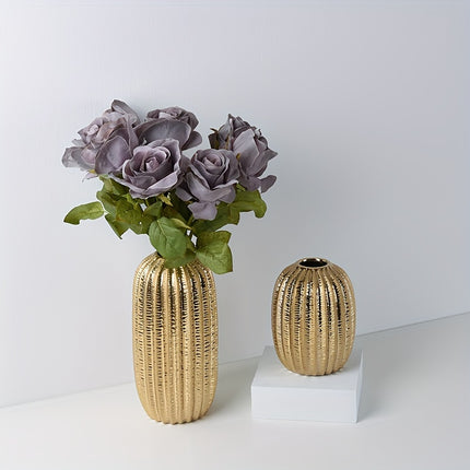 UNICORN 1pc Modern Simple Ceramic Vase Ornament Creative Golden Flower Vase
