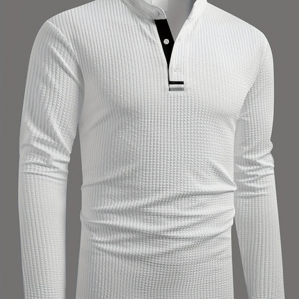 UNICORN Men's Shirt Long Sleeve Placket Stripe Design, Textured Fabric Stretch s m l xl xxl