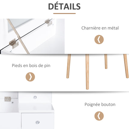UNICORN Scandinavian-Style Dressing Table Multi-Tiered Pin AndWhite