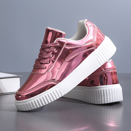 UNICORN Womens Glossy Sneakers Upper & Cushioned Sole Lightweight Solid Color