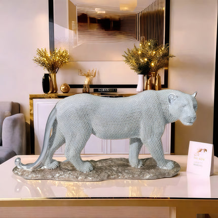 UNICORN Glam Style Resin Leopard Statue Decor for Living Room golden black silvery
