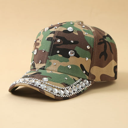 UNICORN Women Camo Rhinestone Baseball Cap Grey Green Brown Green