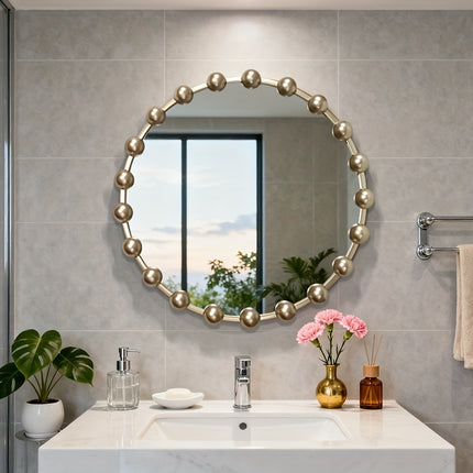 UNICORN Circular Wall Mirrors  Metal Beaded Frame, Perfect for Modern Decor in Bedrooms