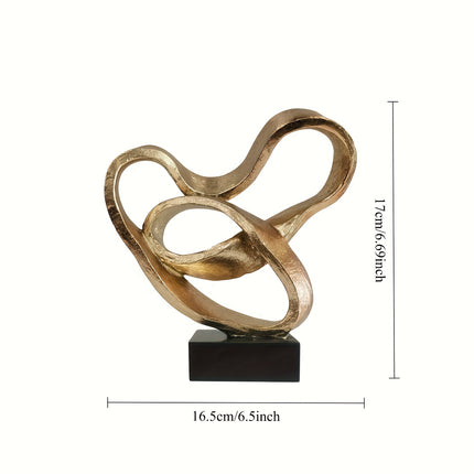 UNICORN Twisted Love Resin Sculpture Eternal Heart Knot Brown Golden