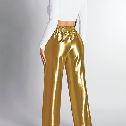 UNICORN Womens Silvery-Hot Stamped Elastic Waistband Straight-Leg Pants s m l xl xxl
