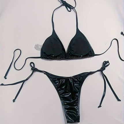 UNICORN Solid Color Swimsuit with Golden Foil High-Gloss Bikini Set xs s m l xl xxl