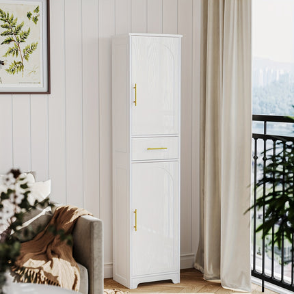 UNICORN Storage Cabinet with 1 Drawer & 2 Doors, Adjustable Shelf White
