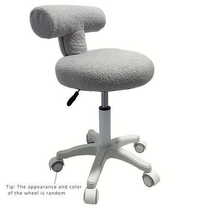 UNICORN Gray Blue Pink Rolling Stool with Lamb&apos Fleece Seat Cushion