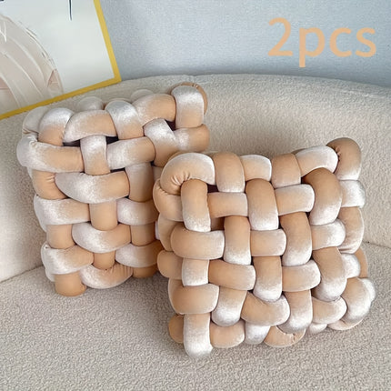 UNICORN 2pcs Set of Golden Velvet Hand-Knotted Square Decorative Pillows different colors