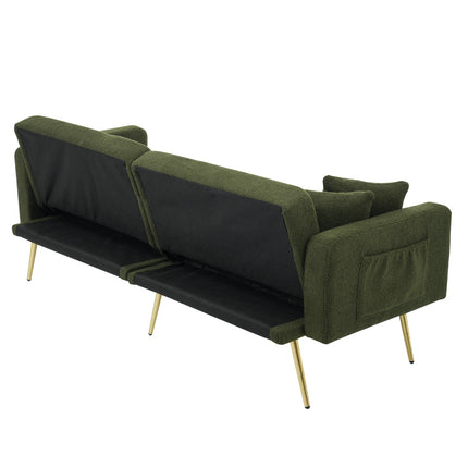 UNICORN Modern minimalist sofa bed size: 175*64*72 cm angle adjustable gold bed legs sofa with cushions side storage pockets